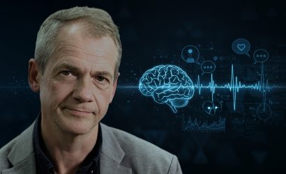 Abstrakter Hintergrund zur modernen Psychotherapie mit neuronalen Mustern und emotionalen Symbolen
